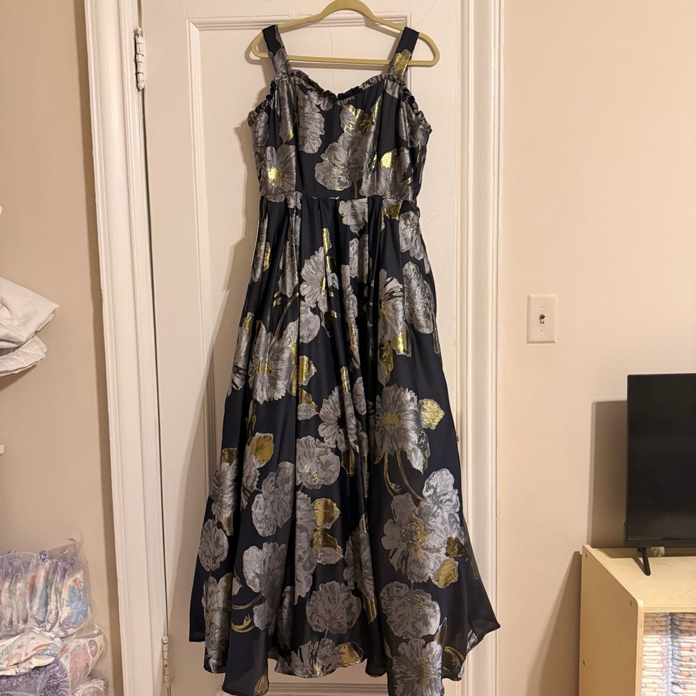 Jessakae Selene Floral Maxi Dress with Gold and Silver Accents